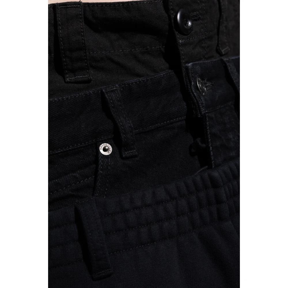Balenciaga Sweatpants met denim tailleband Black Heren