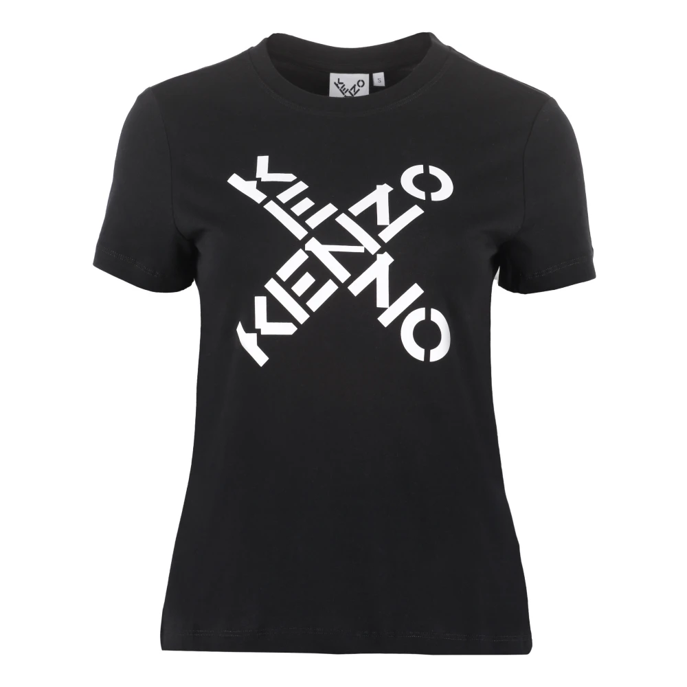 Kenzo Bomull T-shirt med Big X Print Black, Dam