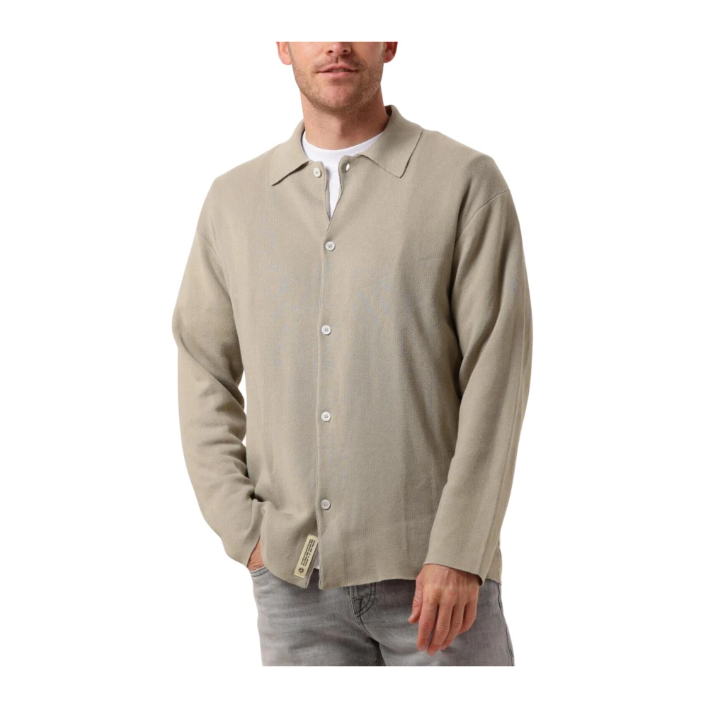 Woodbird Casual Base Knit Heren Overhemd Beige Heren