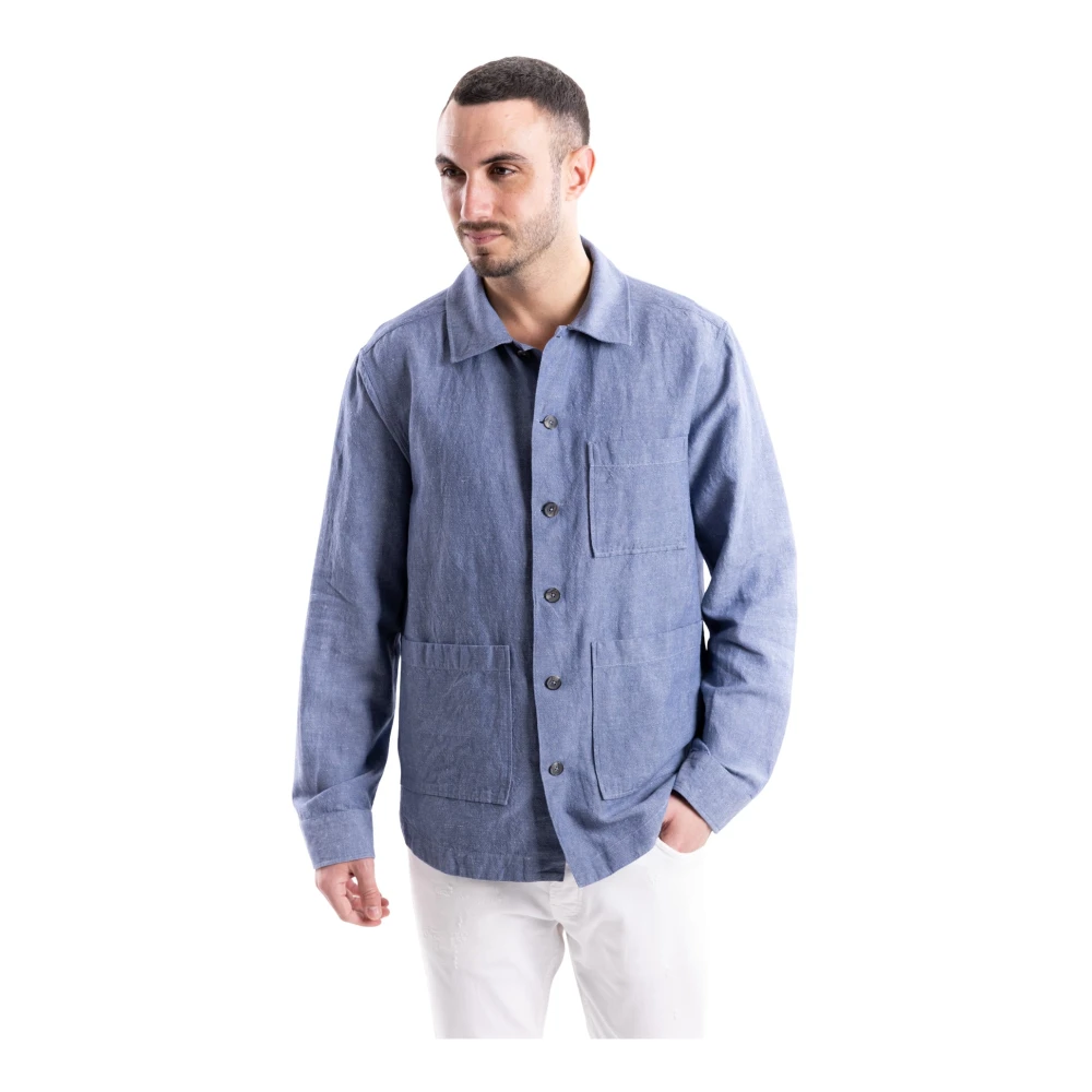 Xacus Mannelijk Blauw Jassen Heren, L, Katoen, Overshirt