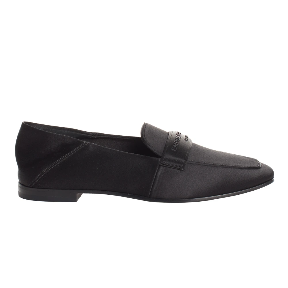 Emporio Armani Vrouw Zwart Schoenen Dames, 38 Eu, Satijn, Elegante Moderne Loafers