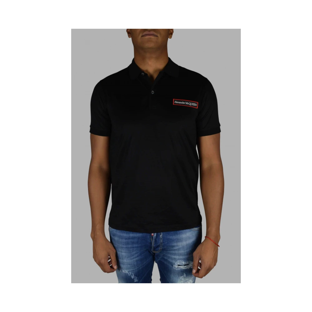 alexander mcqueen Zwart Polo Shirt met Logo Patch Black Heren