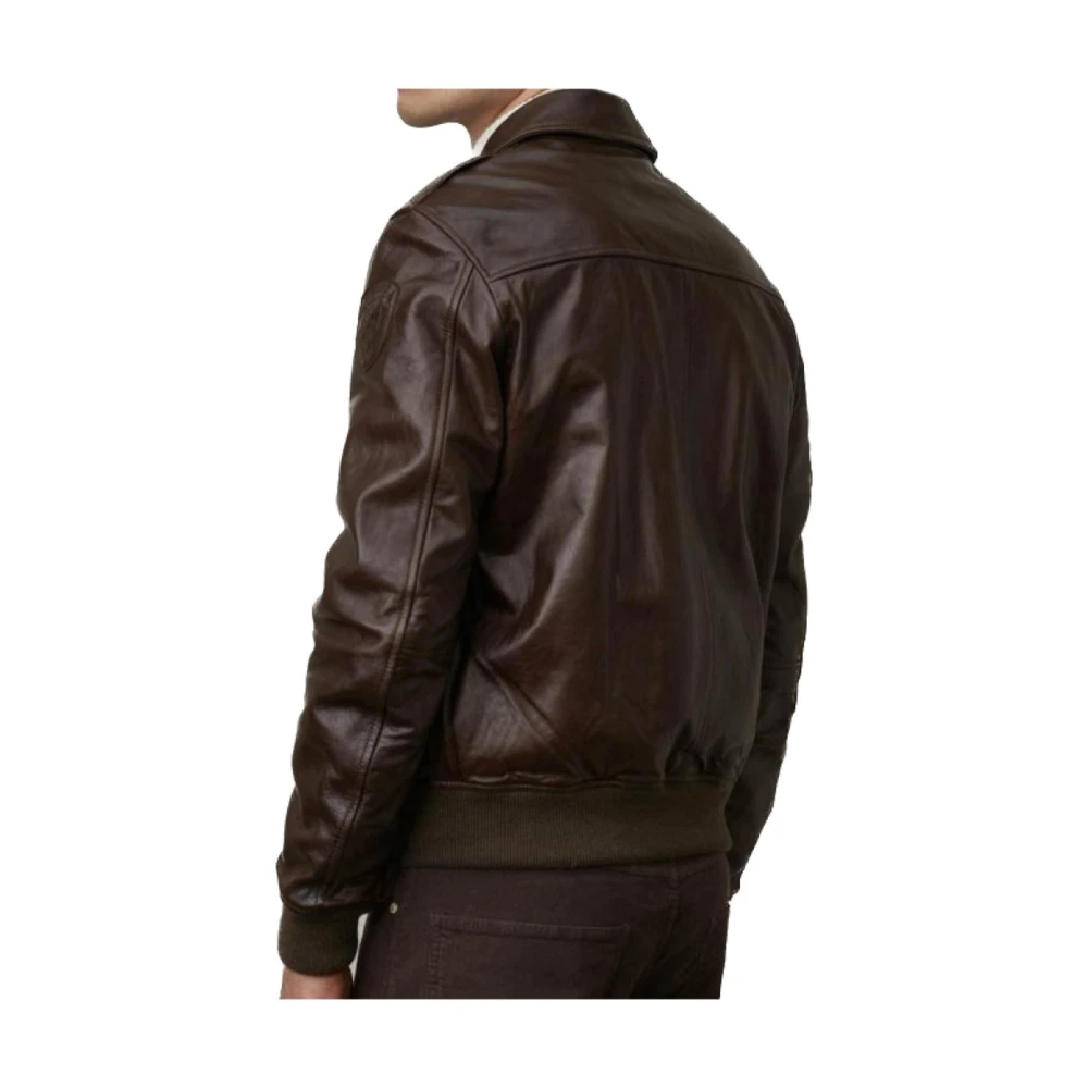 Blauer Heren Leren Bomberjack Brown Heren