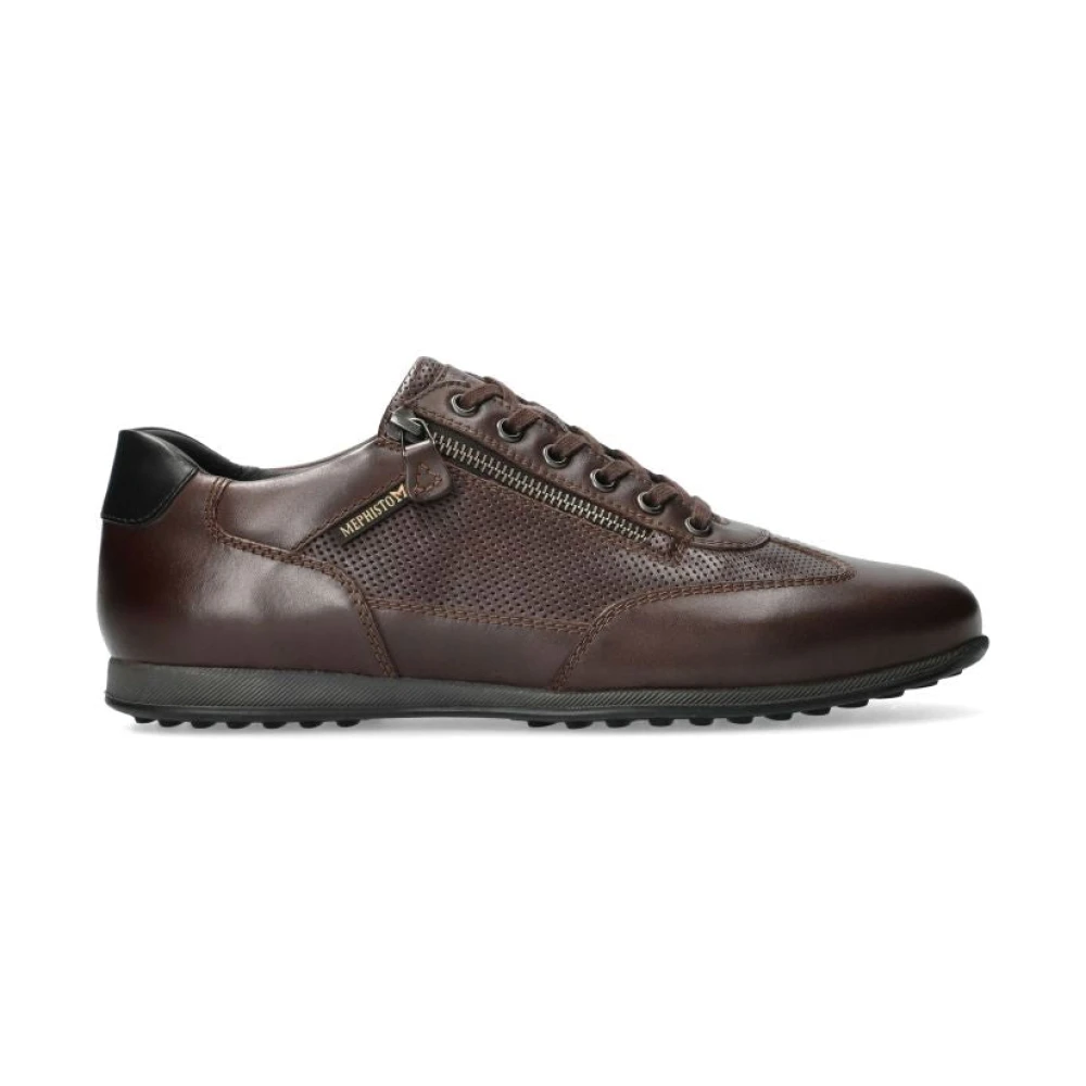 Mephisto Bruine veter-zip sneaker voor heren Heren Schoenen