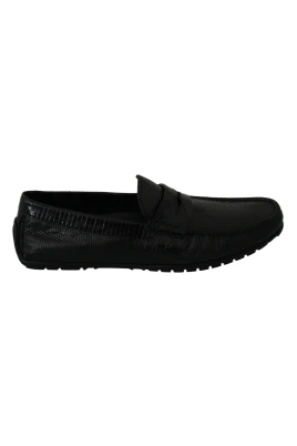 Exklusiva Loafers i Svart Ödleläder