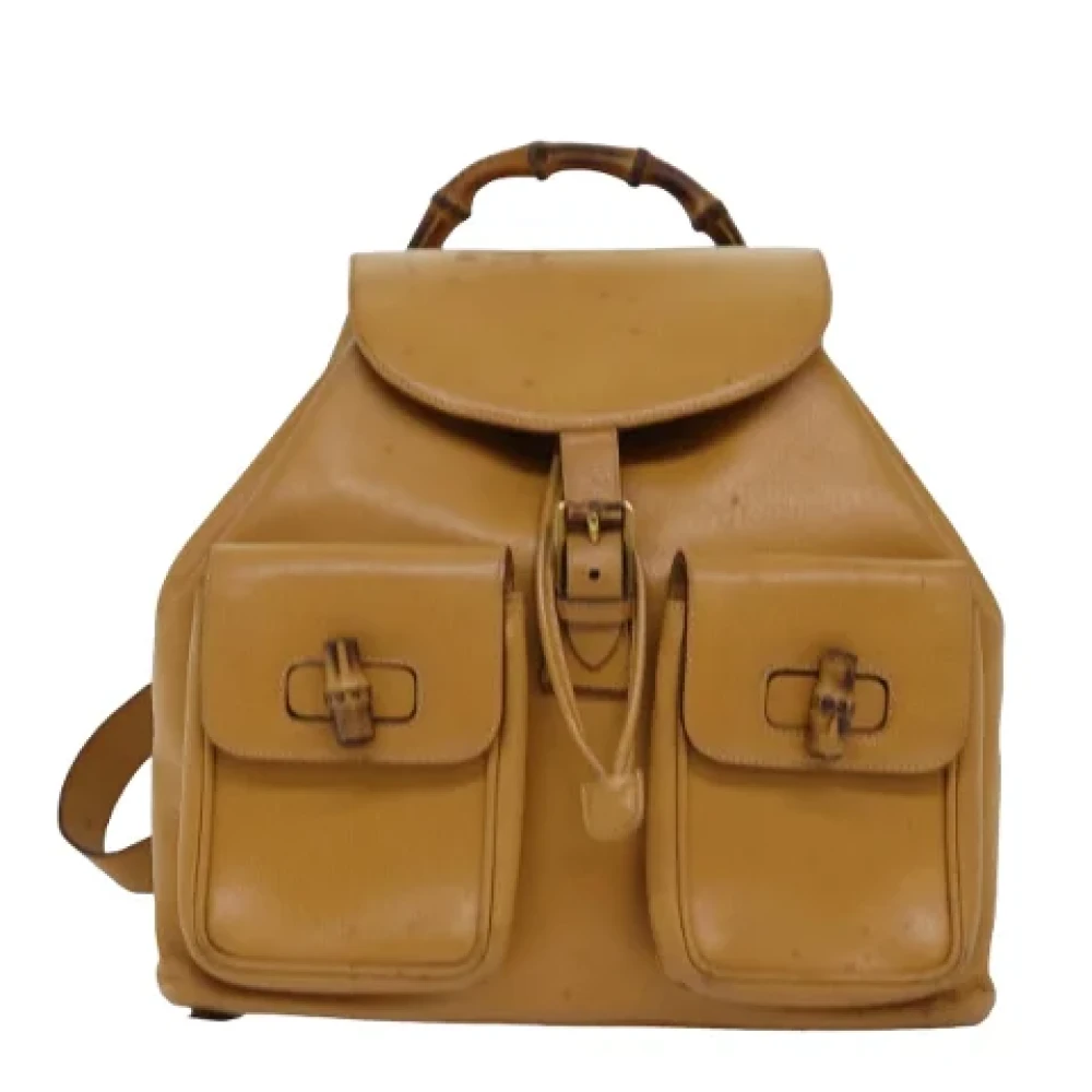 Gucci Vintage Pre-owned Leather backpacks Yellow Dames