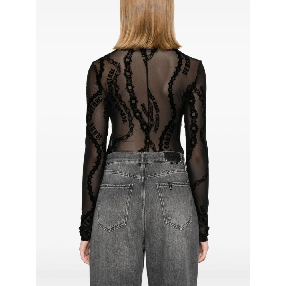 Versace Jeans Couture Zwarte Topwear voor Vrouwen Aw24 Black Dames