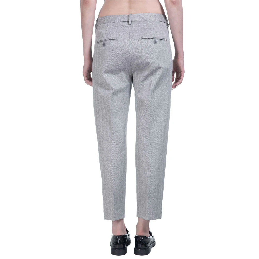 Dondup Enkellange Rits Chino's in Grijs Herringbone Gray Dames