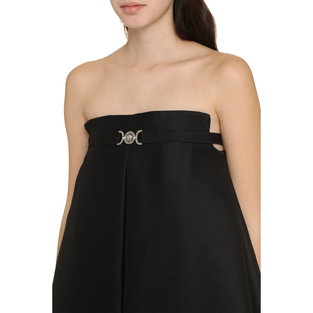 Versace Geplooide mouwloze jurk Black Dames