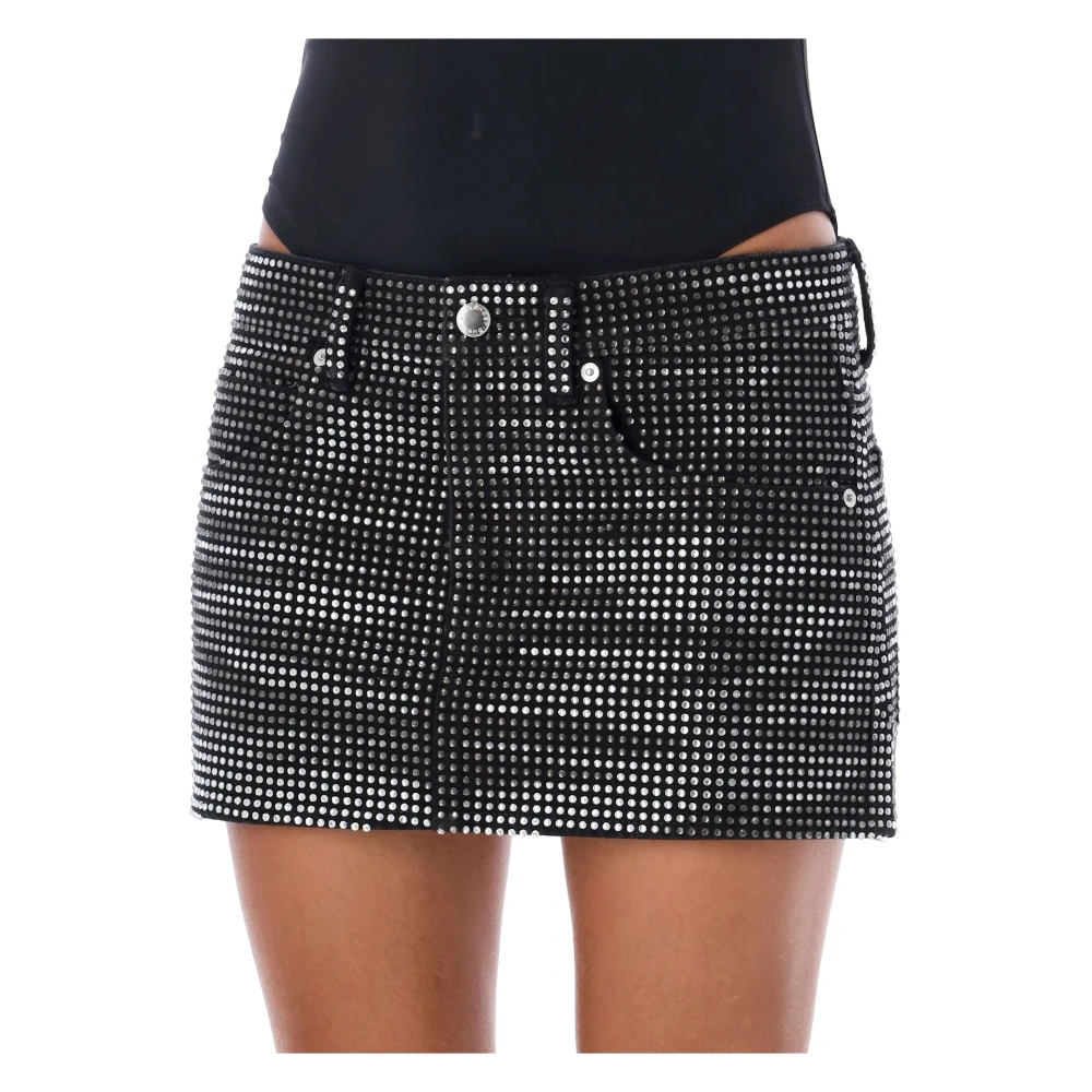 alexander wang Kristal Mini Rok Gewassen Zwart Black Dames