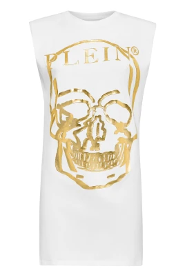 Sleeveless Short Dress Skull And Plein With Crystals