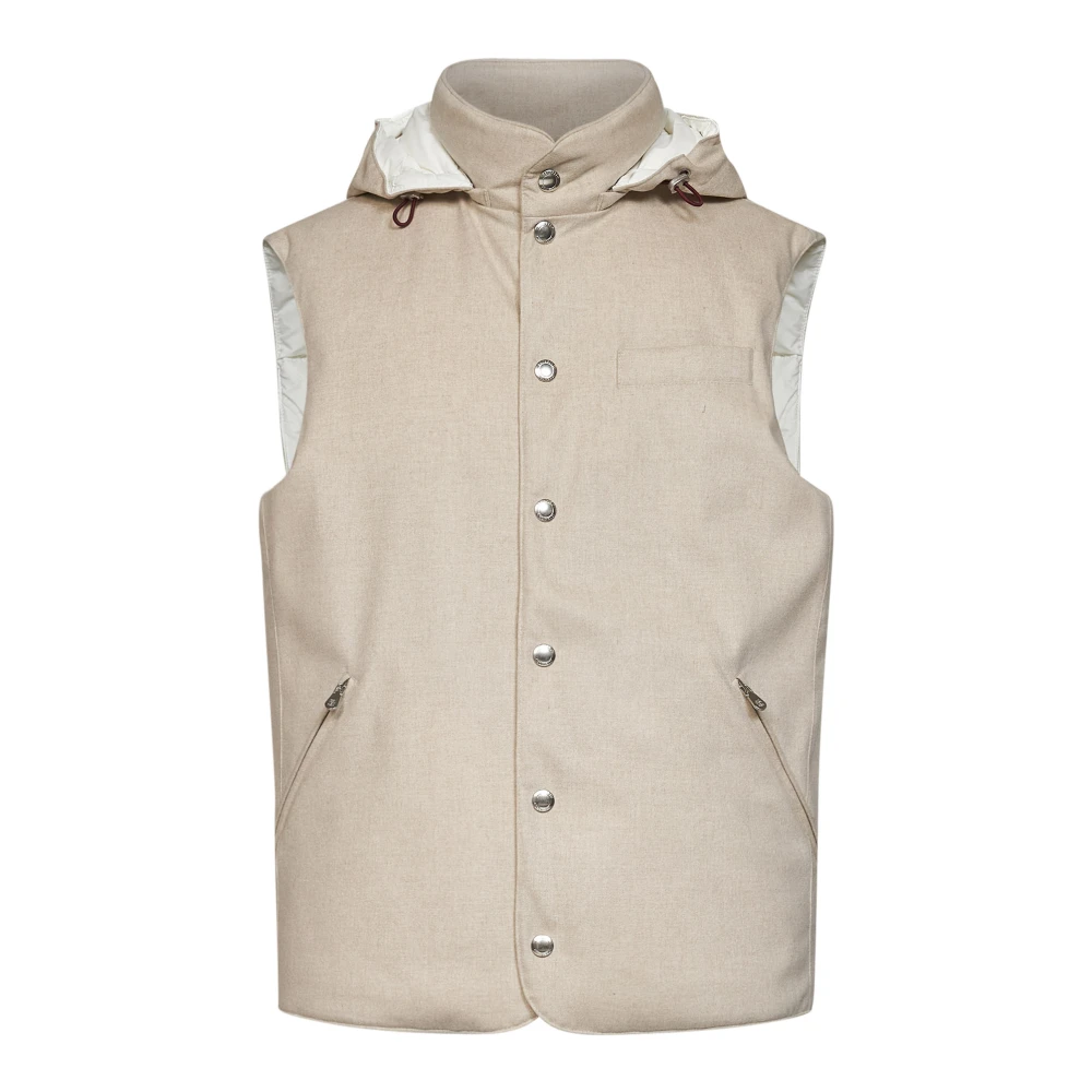 Brunello Cucinelli Beige Waistcoats, Male, S, Padded Wool Vest