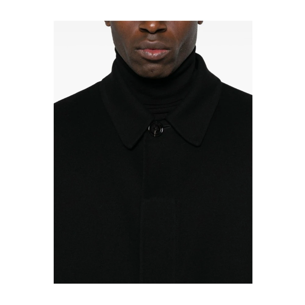 Lardini Zwarte Wollen Jas Black Heren