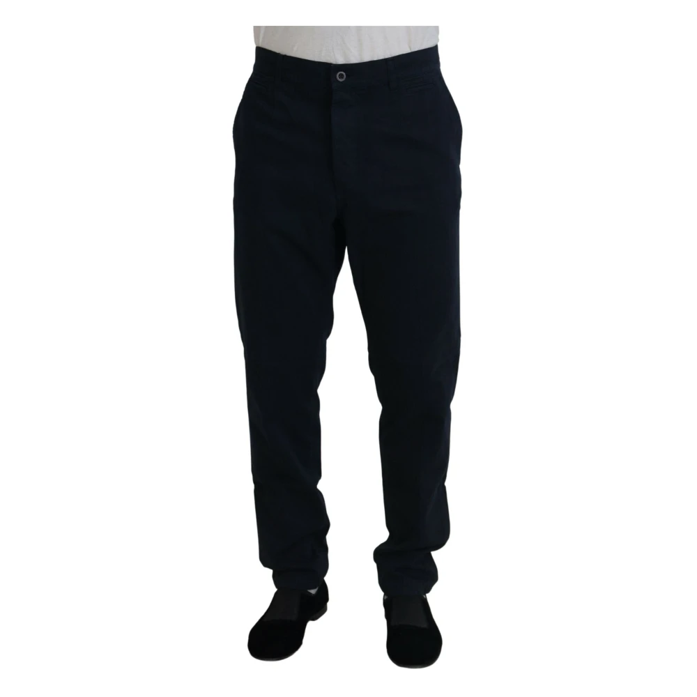 Dolce & Gabbana Blue Cotton Formal Dress Trousers - Male - Slim-Fit Trousers - Xl - Trousers