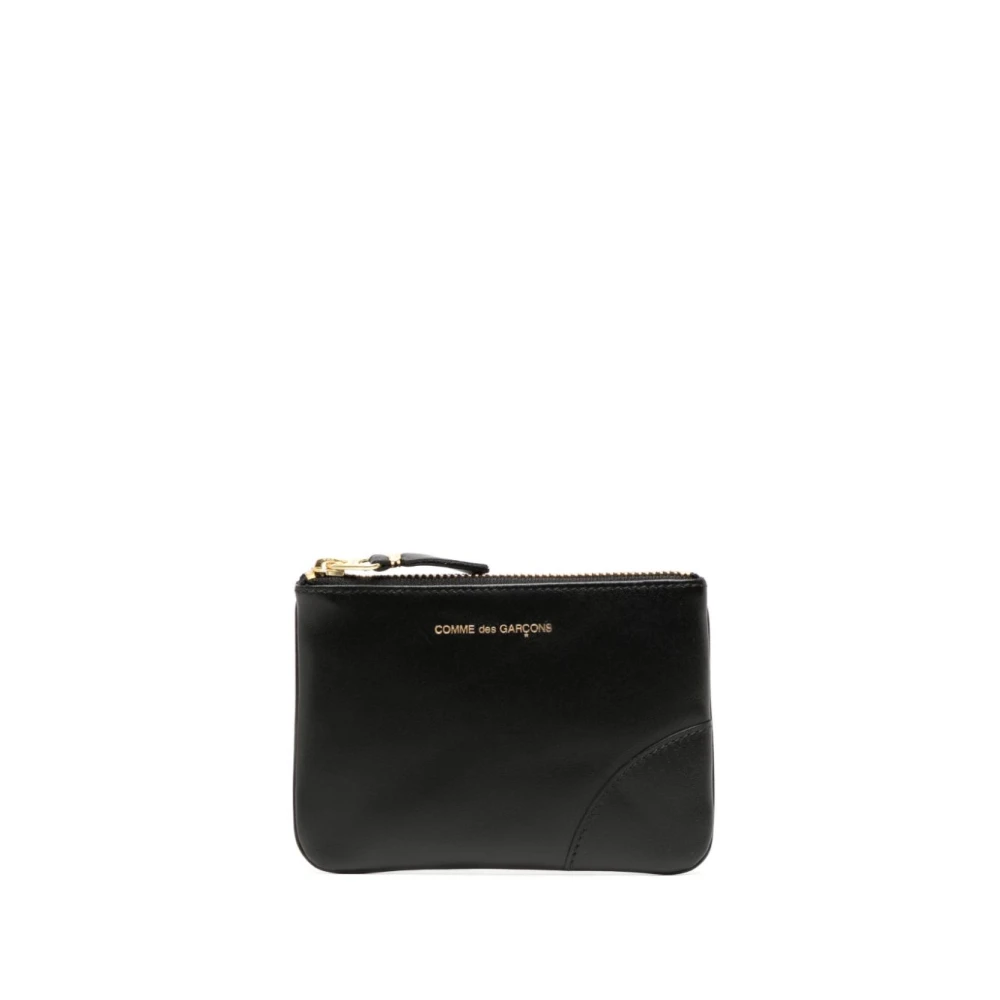 Comme des Garçons Zwarte leren portemonnee met goudkleurig logo Black Heren