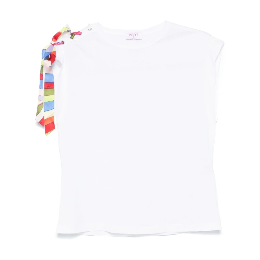 EMILIO PUCCI Wit Jersey T-shirt met Iride Print White Dames