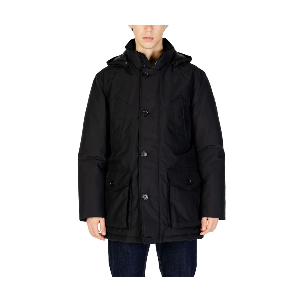 Hugo Boss Zwarte Polyester Jas Herfst Winter Collectie Black Heren