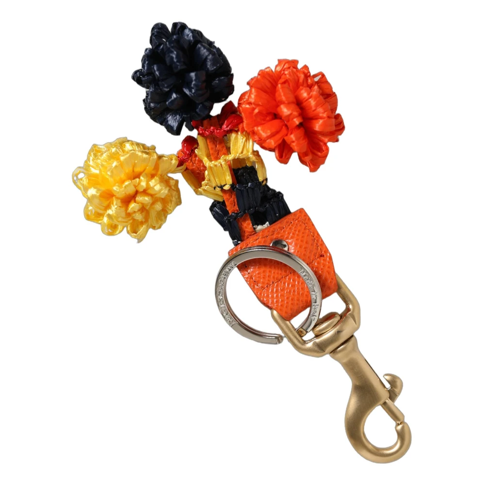 Dolce & Gabbana Raffia Leather Clasp Finder Chain Keyring Multicolor - Image 2