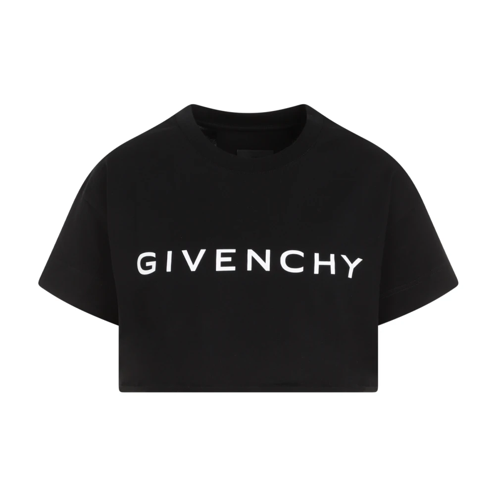 Givenchy Zwart Katoenen Cropped T-Shirt Black Dames