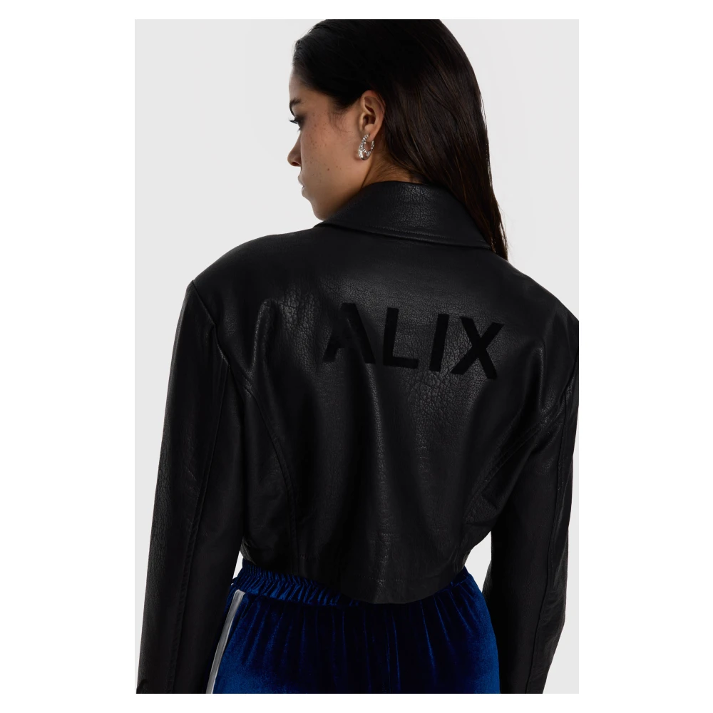 Alix The Label Faux Leather Blouse met Lange Mouwen Black Dames