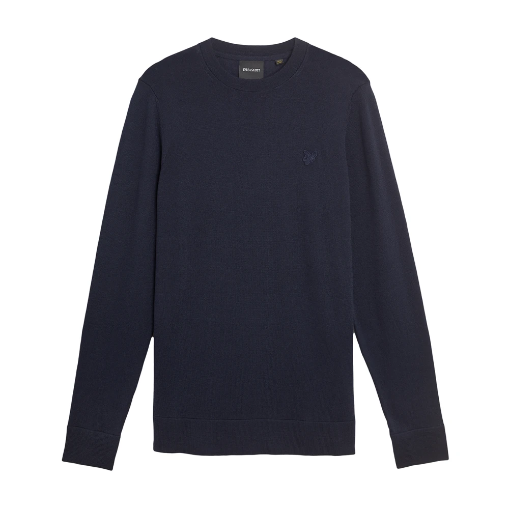Lyle & Scott Mid Knits Tonal Superfine Crew Neck Jumper Blue Heren