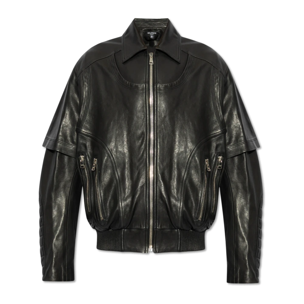 Balmain Leren jas Black Dames