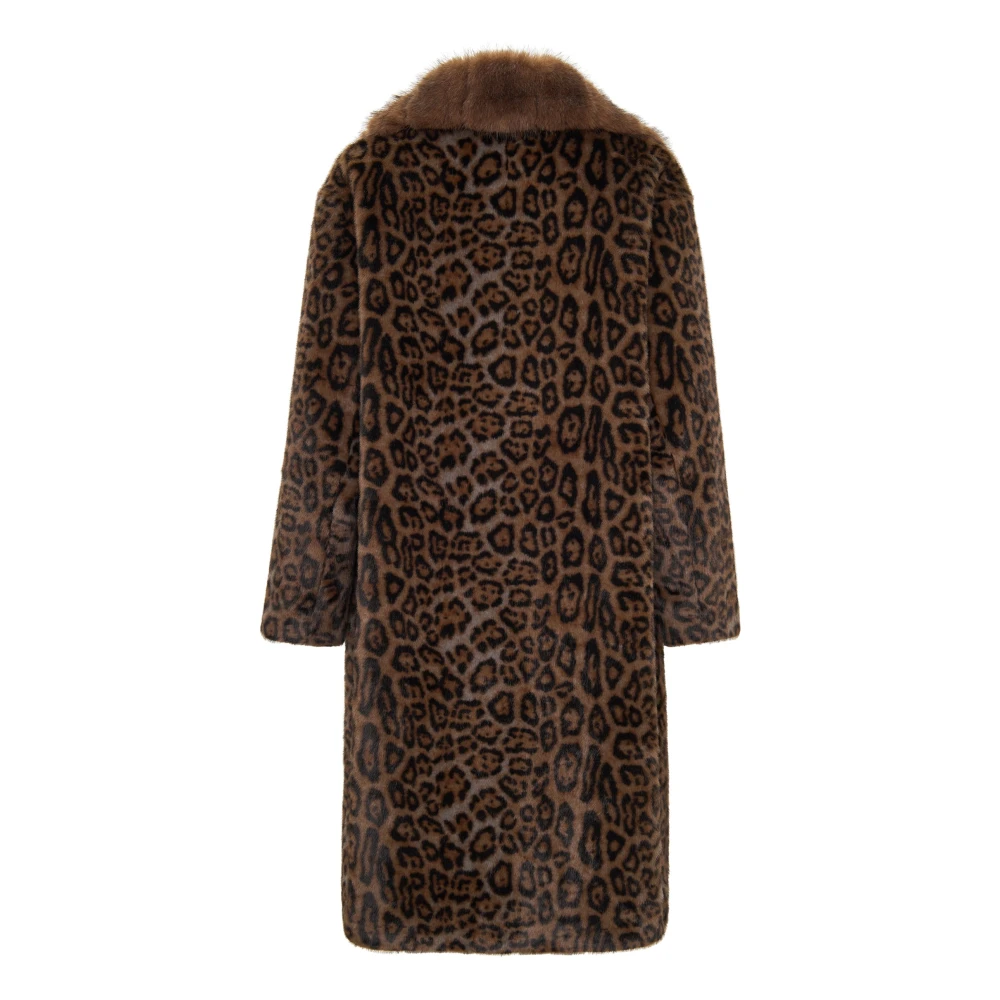 Cesare Gaspari Elegant Leopard Print Faux Fur Coat Ivy Brown Dames