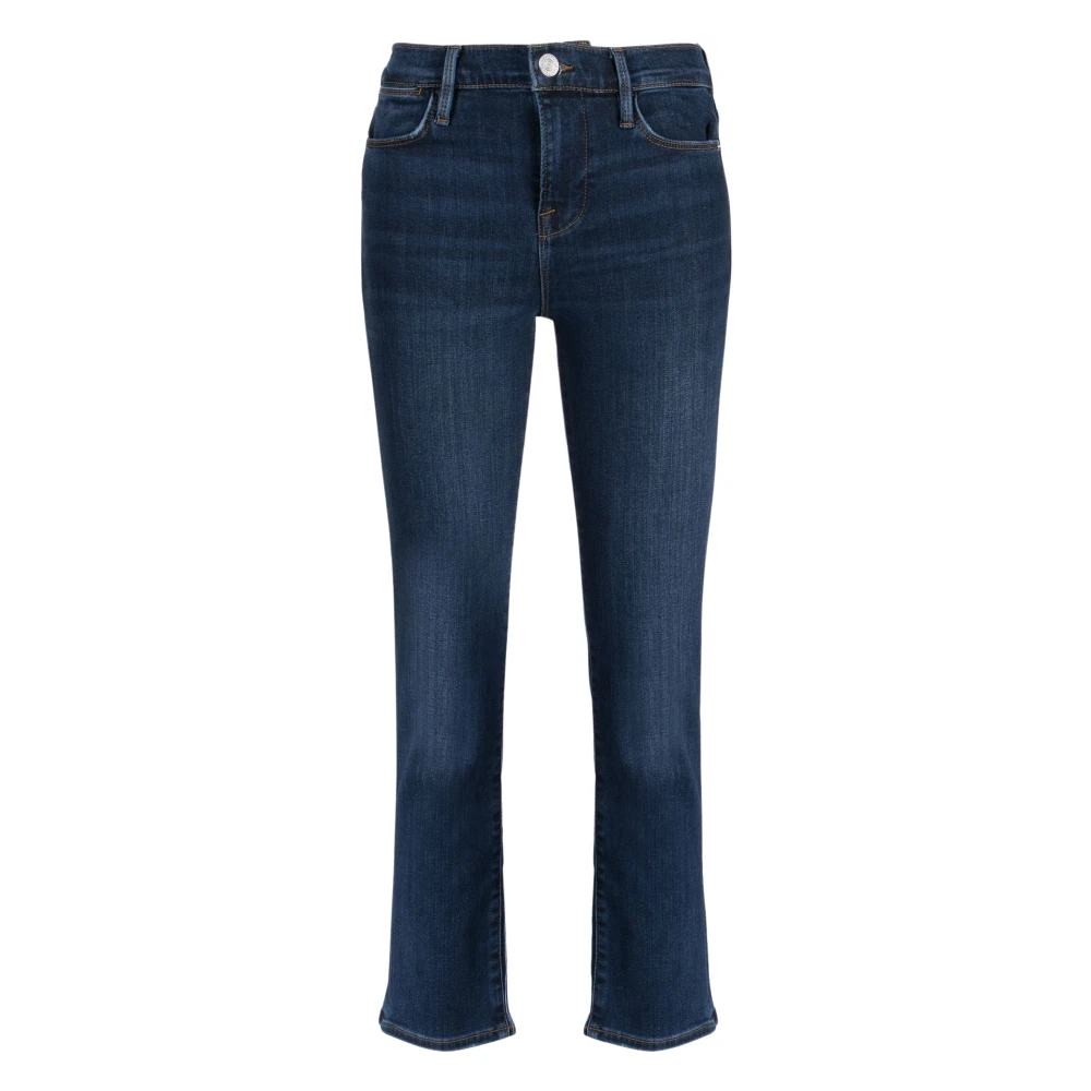 Frame Hoge Rechte Cropped Jeans Blue Dames