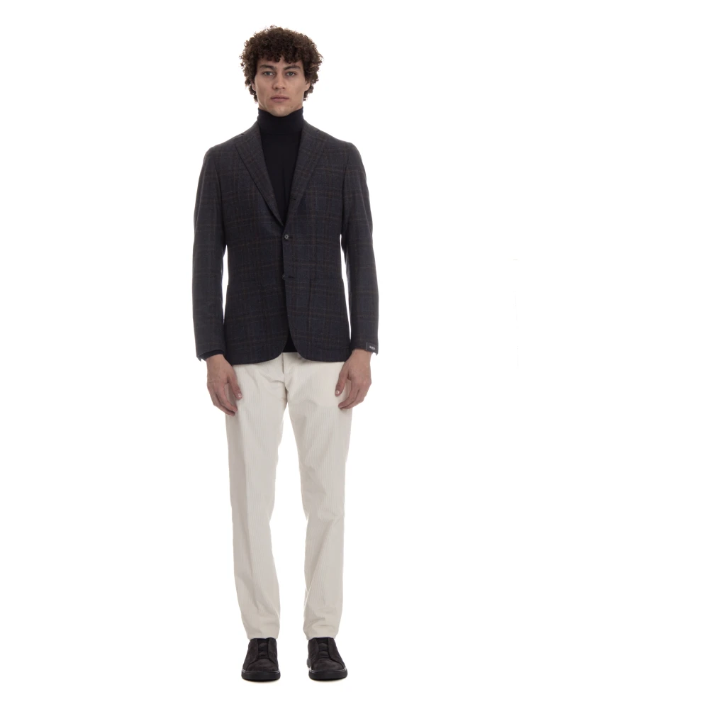 Barba Wol Kasjmier Jas Drie Knopen Multicolor Heren