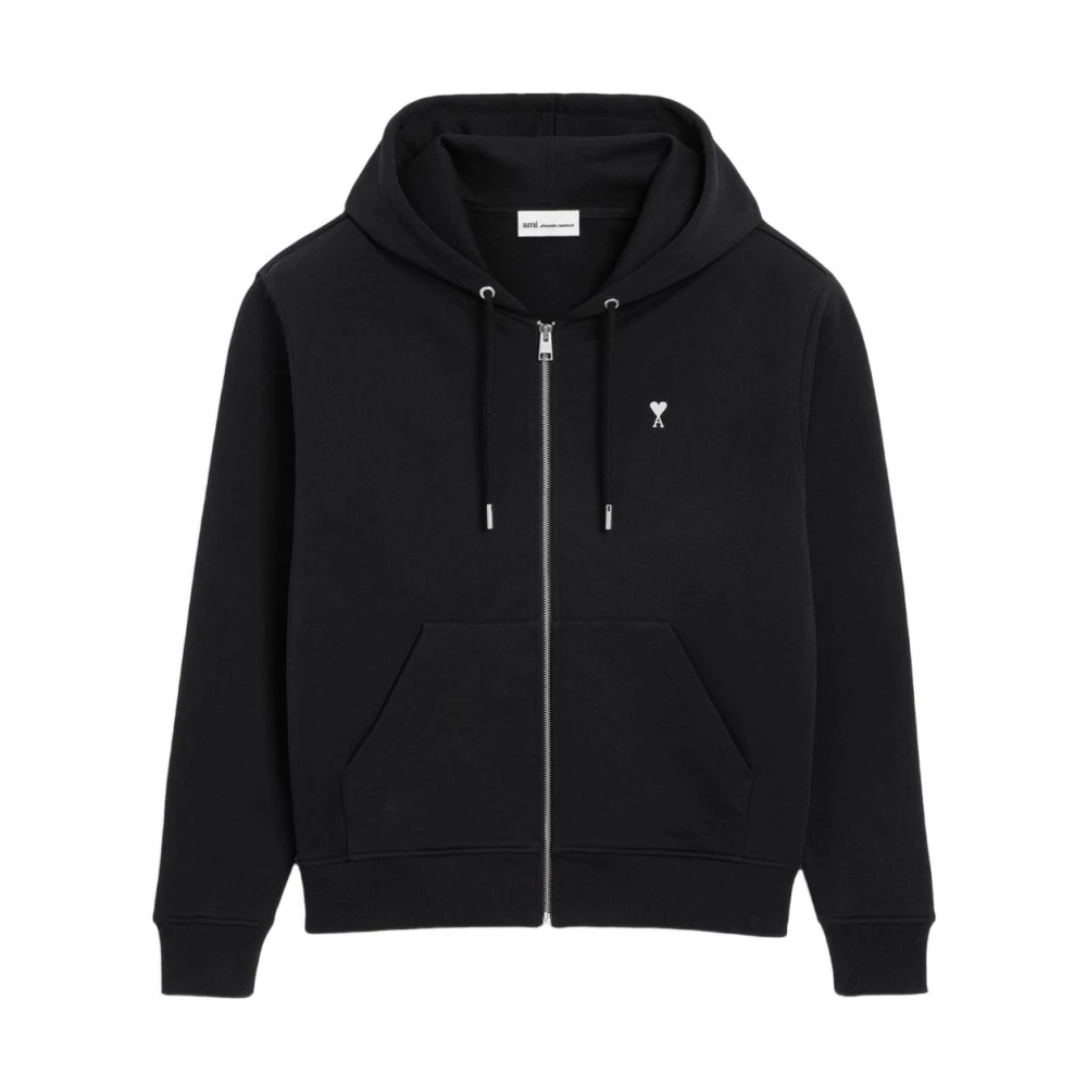 Ami Paris Men's Black Ami De Coeur Zip-Up Hoodie