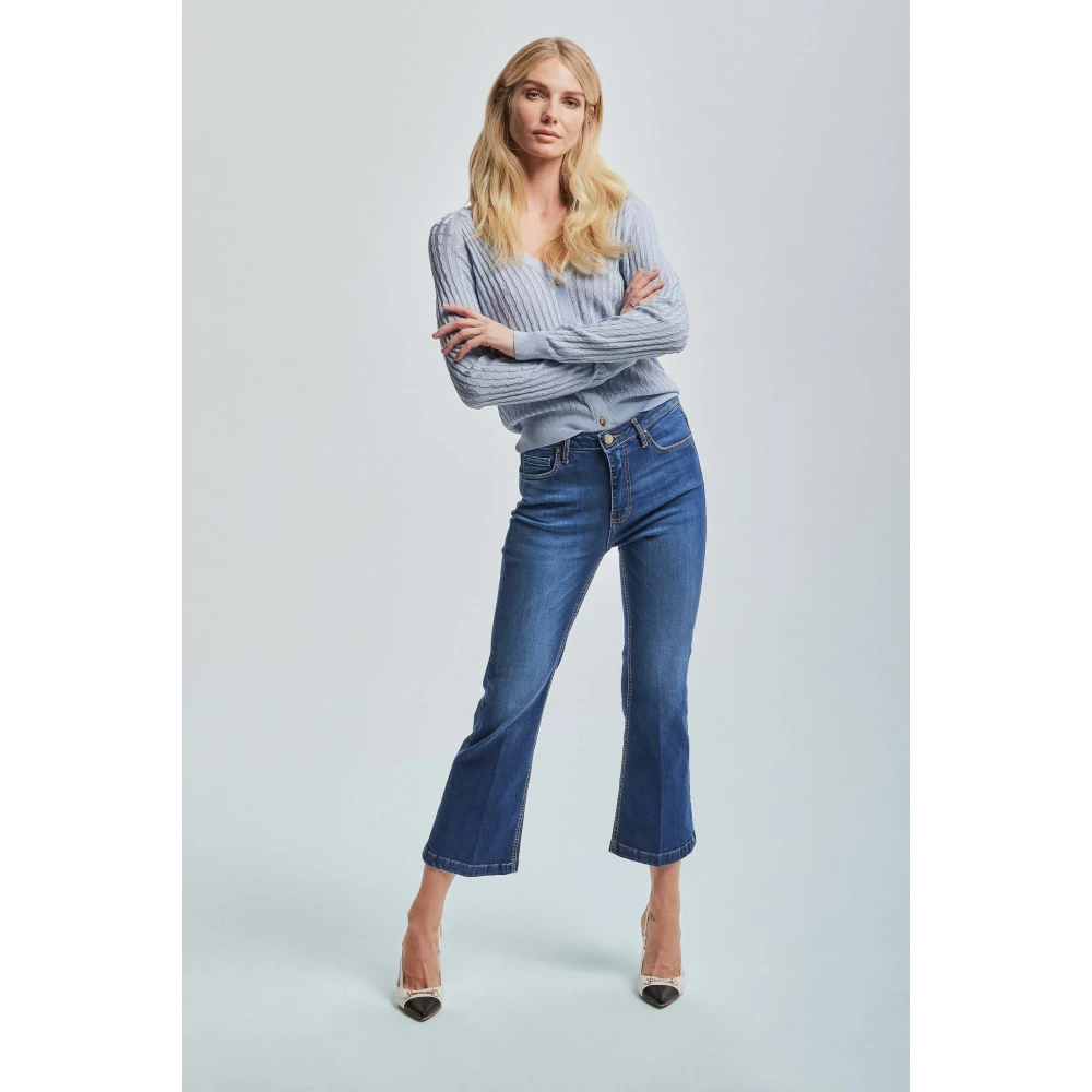 Kocca Elegante Kabel Gebreide Vest Blue Dames