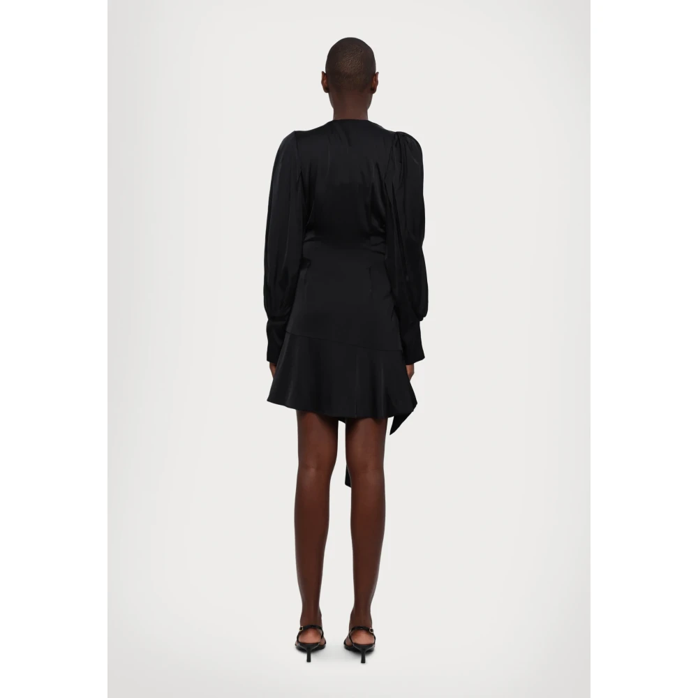 IRO Diepe V-hals Satijnen Ceintuur Jurk Black Dames