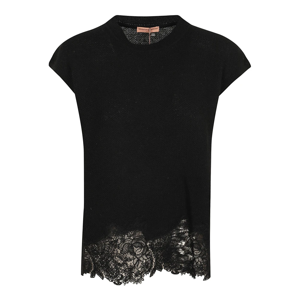 Ermanno Scervino Korte Mouw Ronde Hals T-Shirt Black Dames