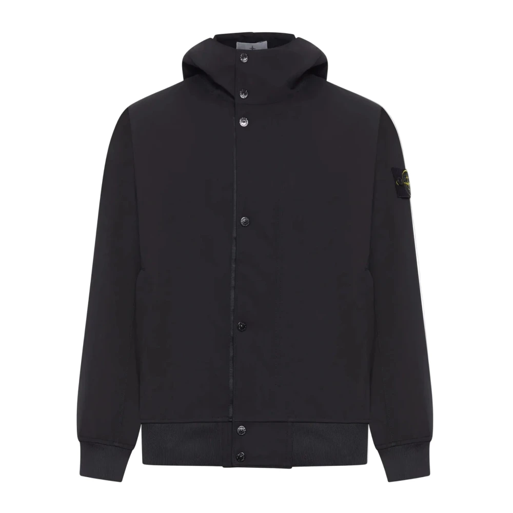 Joom Stone Island Uomo Nero Ss26 Giacca Con Cappuccio E Zip Colore Unico Manica Lunga Giacche L1s154100118s0a22v0029 Cm - Immagine 3