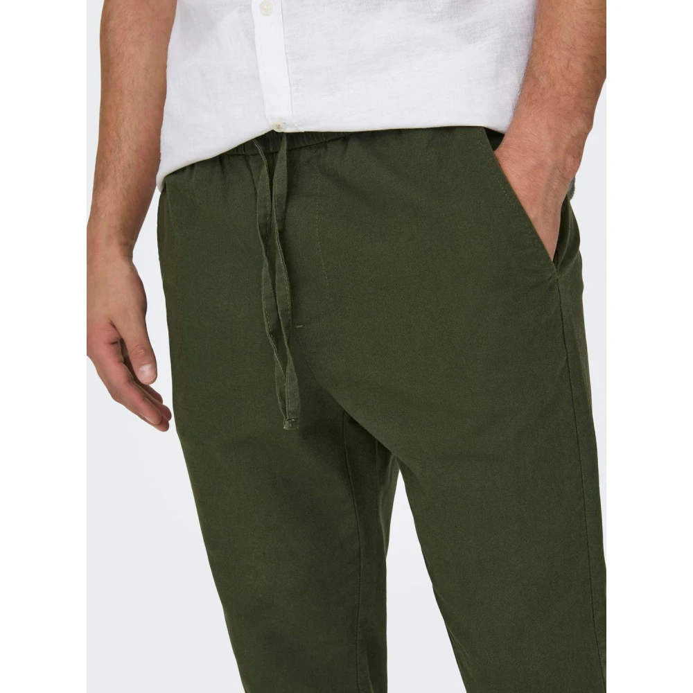 Only & Sons Linnen en katoenen crop broek Green Heren