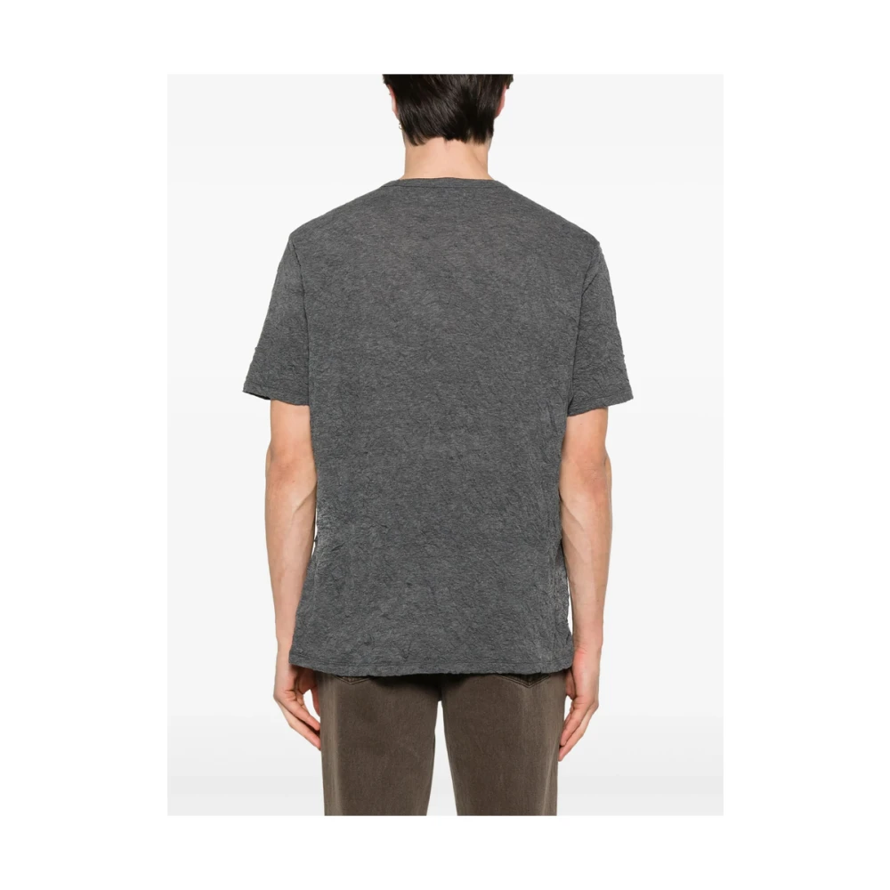 Our Legacy Antracietgrijze Crew Neck T-shirt Logo Patch Gray Heren