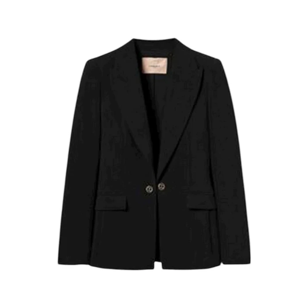 Twinset Black Blazers, Female, L, Oval T Crêpe Blazer