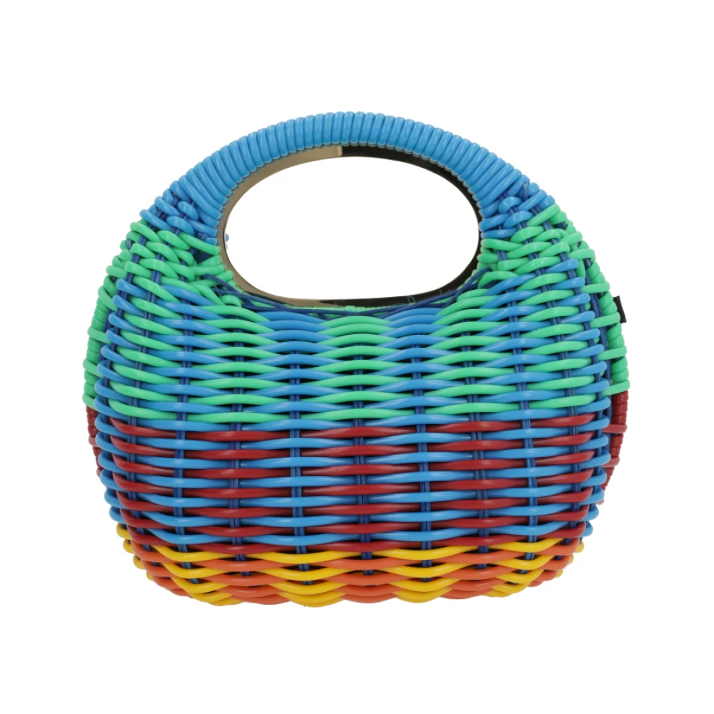 Sacai Rieten Handtas met Metalen Logo Plaat Multicolor Dames