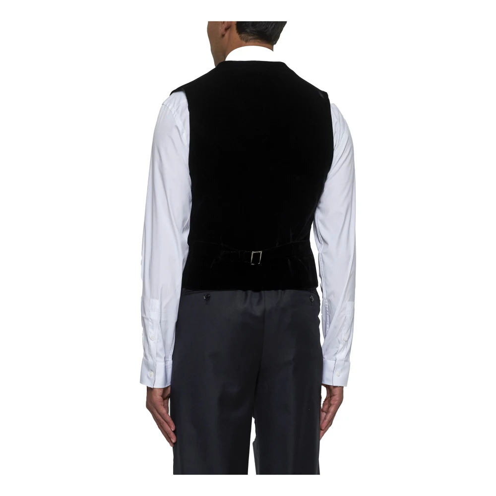 Giorgio Armani Zwarte Double-Breasted V-Hals Jas Black Heren