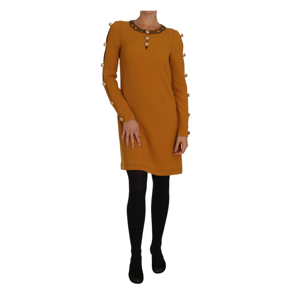 Dolce & Gabbana , Short Dresses, Female, Brown, S, Mini Longsleeved Dress