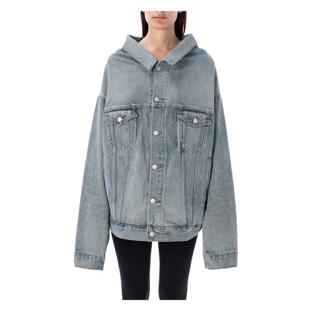 Light Blue Off Shoulder Denim Jacket Balenciaga Denim Jackets Miinto