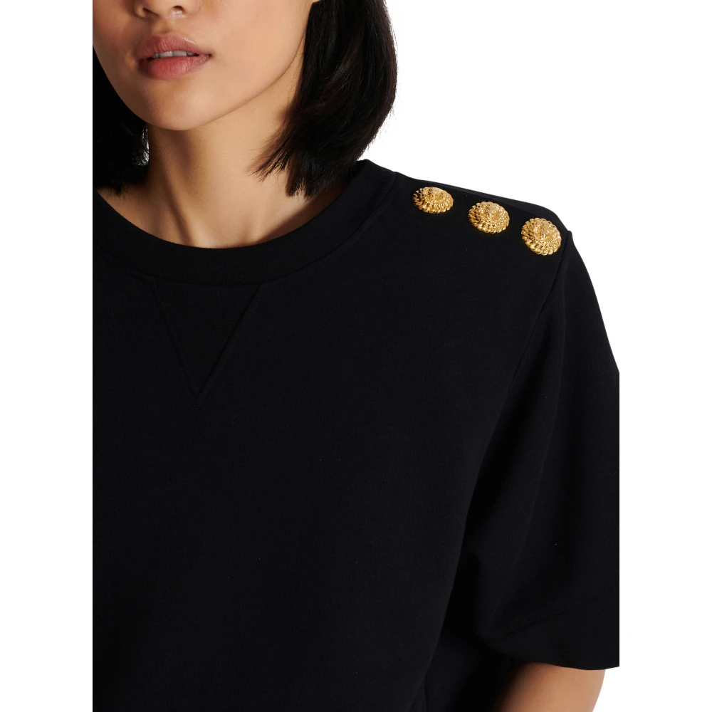 Balmain Sweatshirt met knopen Black Dames