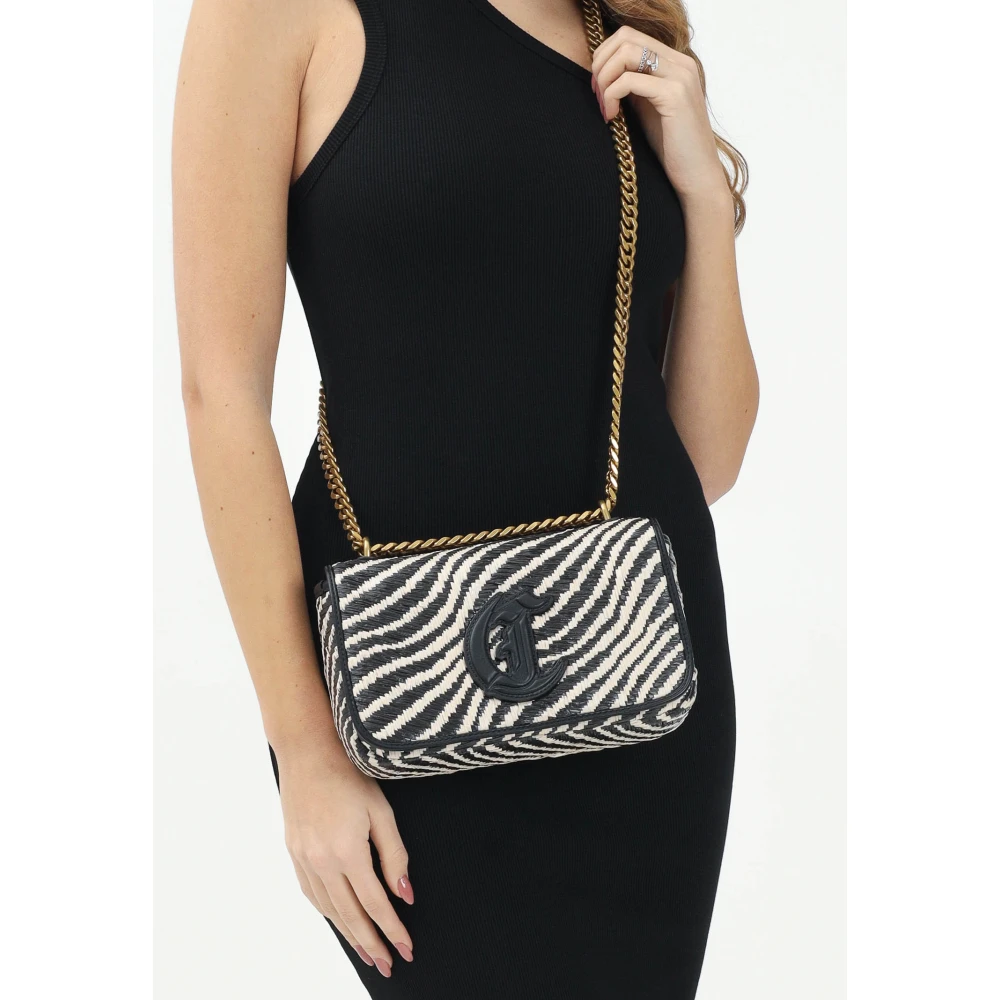 Just Cavalli Beige Schoudertas met Kettingriem Black Dames
