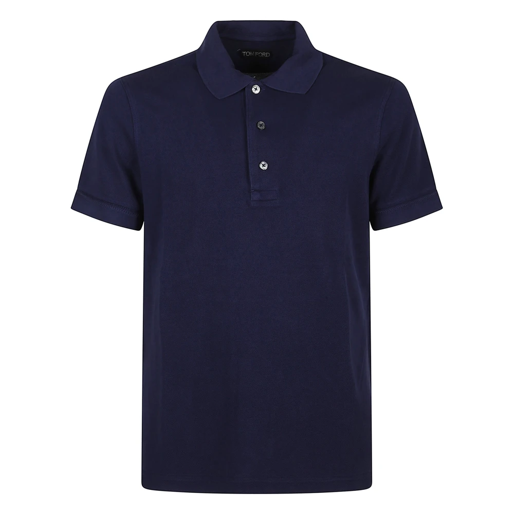 Tom Ford Blue Polo Shirt Buttoned Front Short Sleeve - Male - Polo Shirts - Xl - Tops