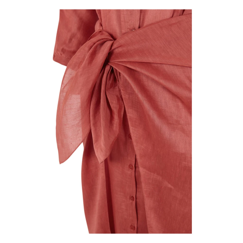 Cortana Mikaela linnen en zijden rode jurk Red Dames