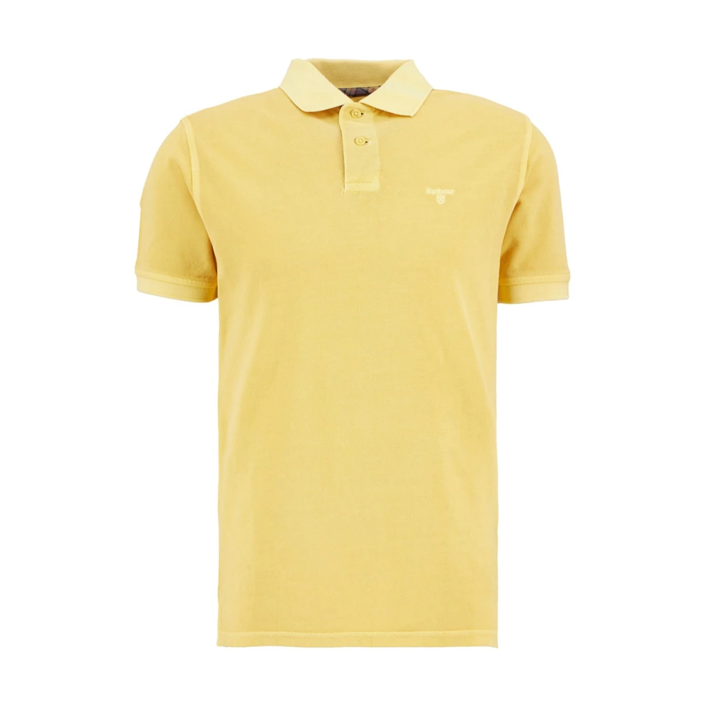 Barbour Men's Yellow Polo Shirts, S, Washed Tartan Tailored Pique Polo