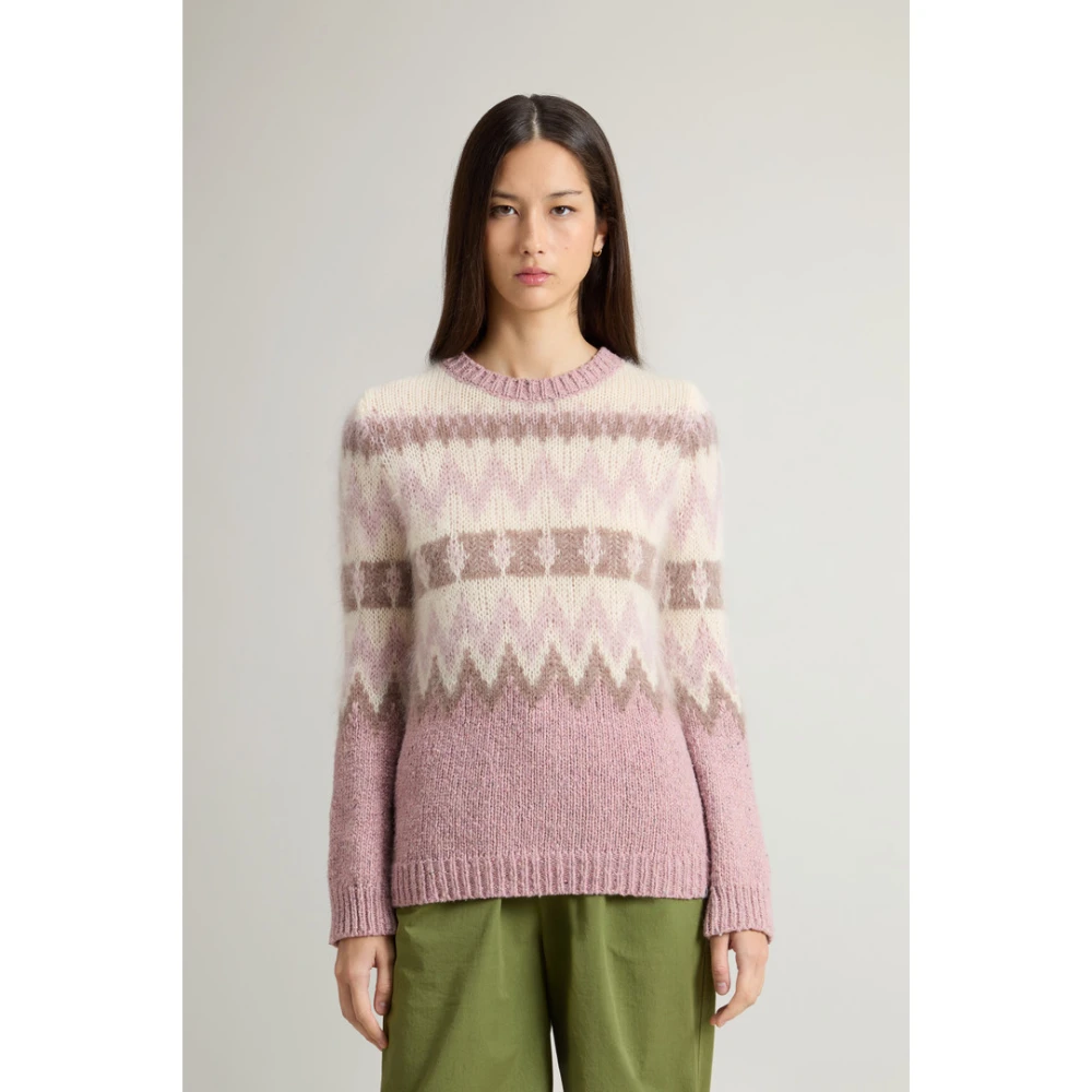 Woolrich Fair Isle Wollen Trui Pink Dames