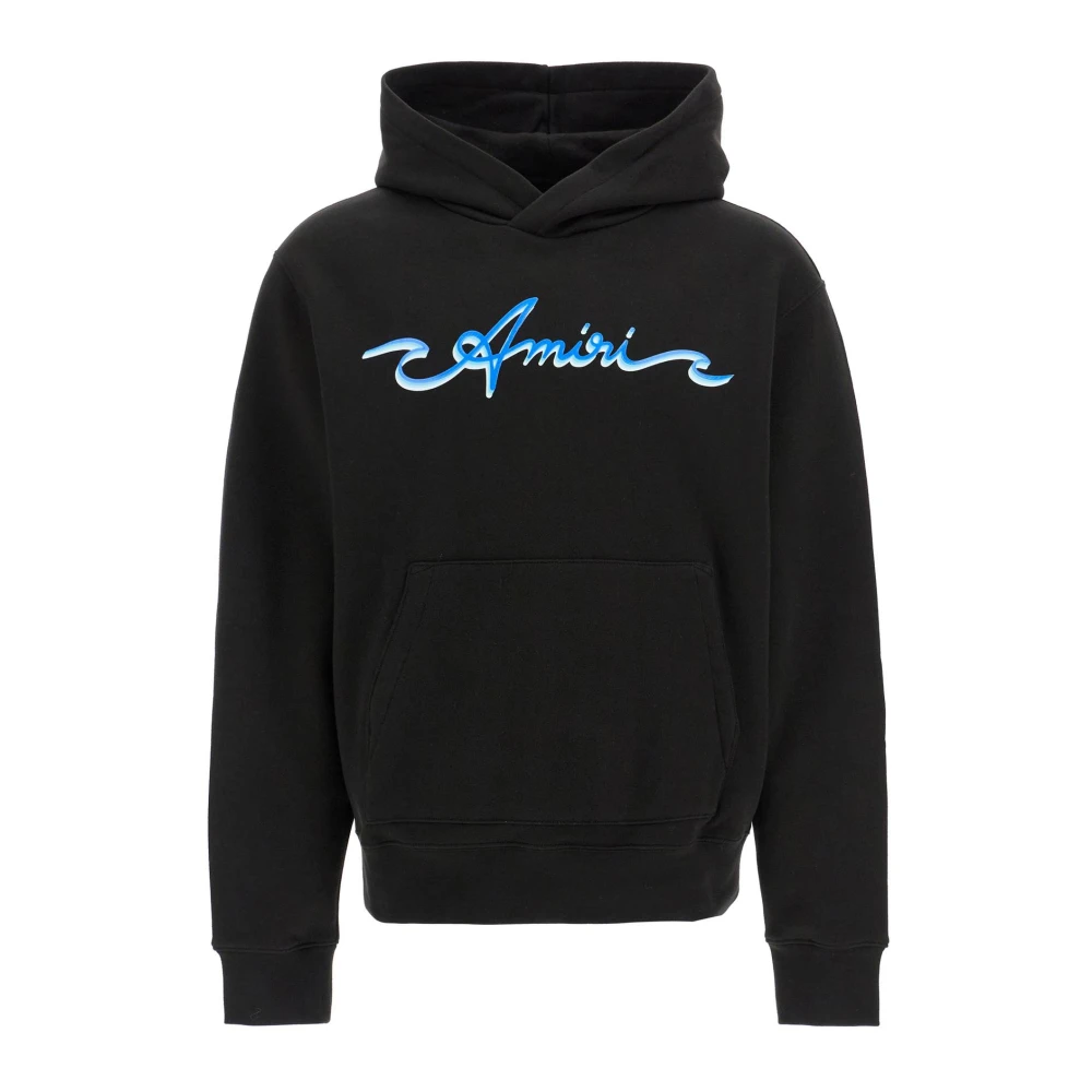Amiri Hoodie met logo print en kangoeroezak Black Heren