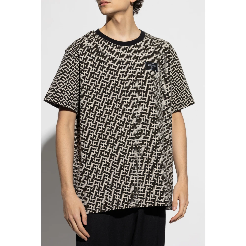 Balmain T-shirt met monogram Beige Heren