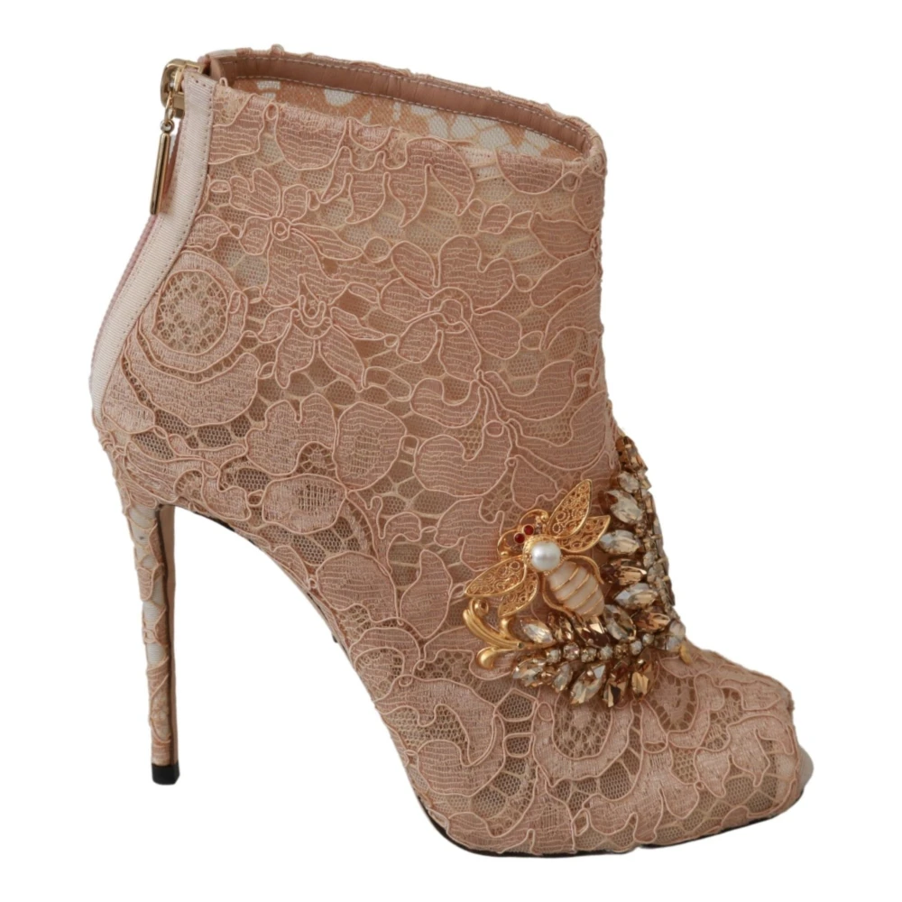 Dolce & Gabbana Damen Beige Open-Toe Stiletto-Bootie